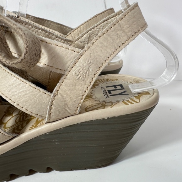 Fly London Yito Leather Lace-Up Wedge Sandals Ivory Women’s Size EU 40 - Picture 8 of 11
